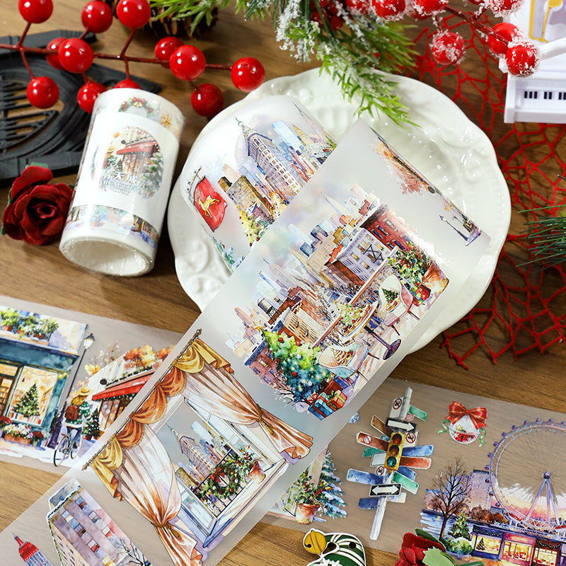 Sunshine city light Fog PET Tape featuring sun, and light designs for journaling, scrapbooking and collage