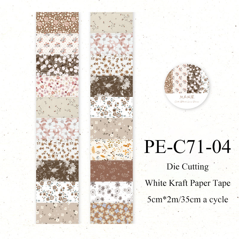 Flower letter series Die Cutting White Kraft Paper Tape
