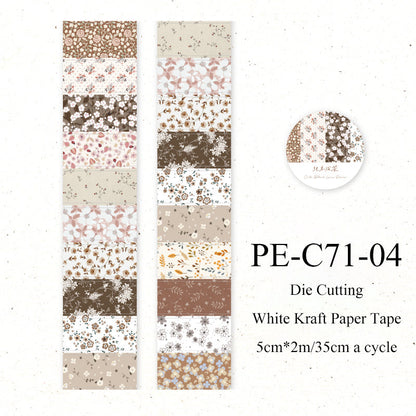 Flower letter series Die Cutting White Kraft Paper Tape