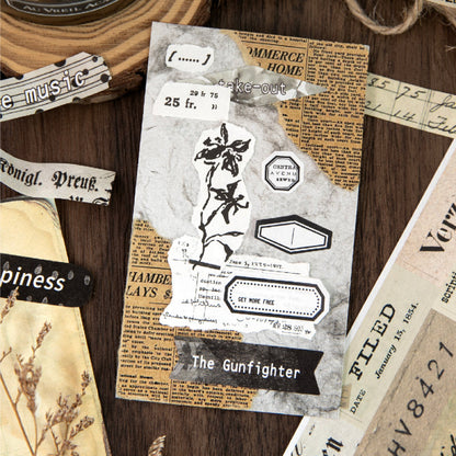 Handwritten Notes Series Die Cutting White Kraft Paper Tape featuring white designs for journaling, scrapbooking and collage