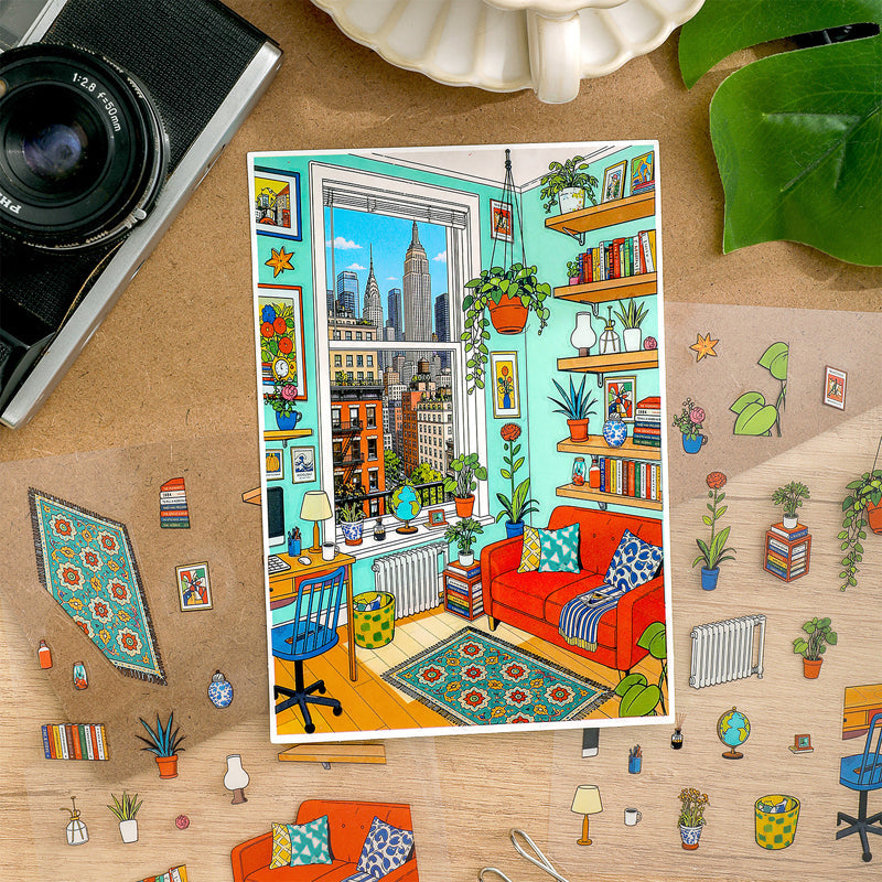 Manx Leisure Series 3D Sticker featuring leisure designs for journaling, scrapbooking and collage