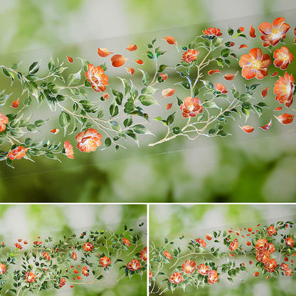 Whole Roll 6cm*5m Chiyako Flower Shell Light PET Tape featuring flower, and light designs for journaling, scrapbooking and collage