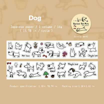 Sketchy Tiny Pets Series Die Cutting Washi Tape