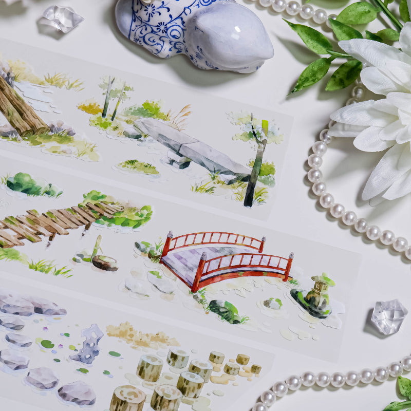 5.5cm*70cm Winding Stream PET Tape featuring wind designs for journaling, scrapbooking and collage
