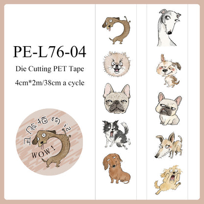 Ugly Face Cats Dogs Series Die Cutting PET Tape