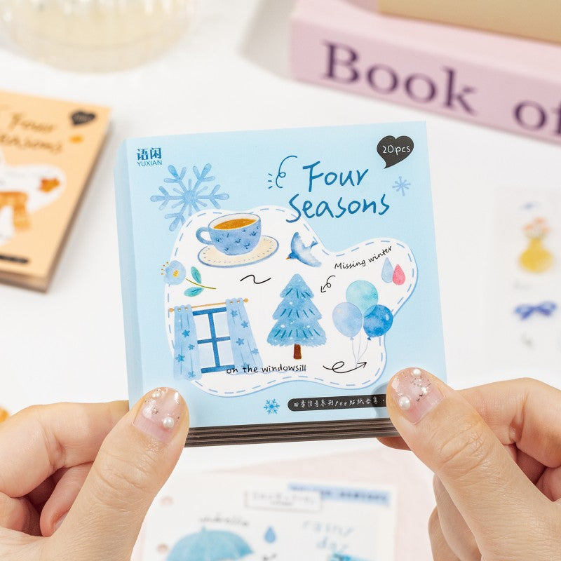 Four Seasons Signal Series PET sticker book featuring spring, summer, autumn, and winter seasonal designs for journaling, scrapbooking and collage