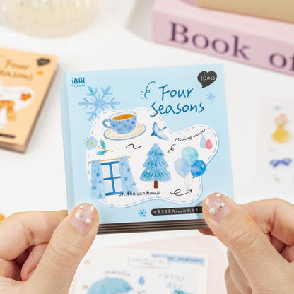 Four Seasons Signal Series PET sticker book featuring spring, summer, autumn, and winter seasonal designs for journaling, scrapbooking and collage