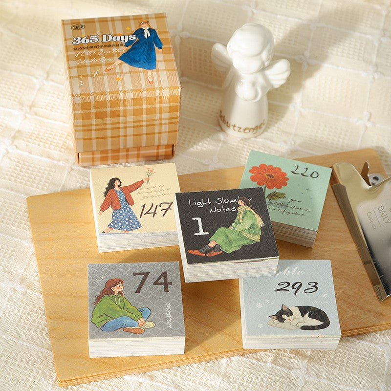 365 Days of Little Happiness Series mini year calendar featuring daily happiness, dessert, and reflection designs for journaling, scrapbooking and collage