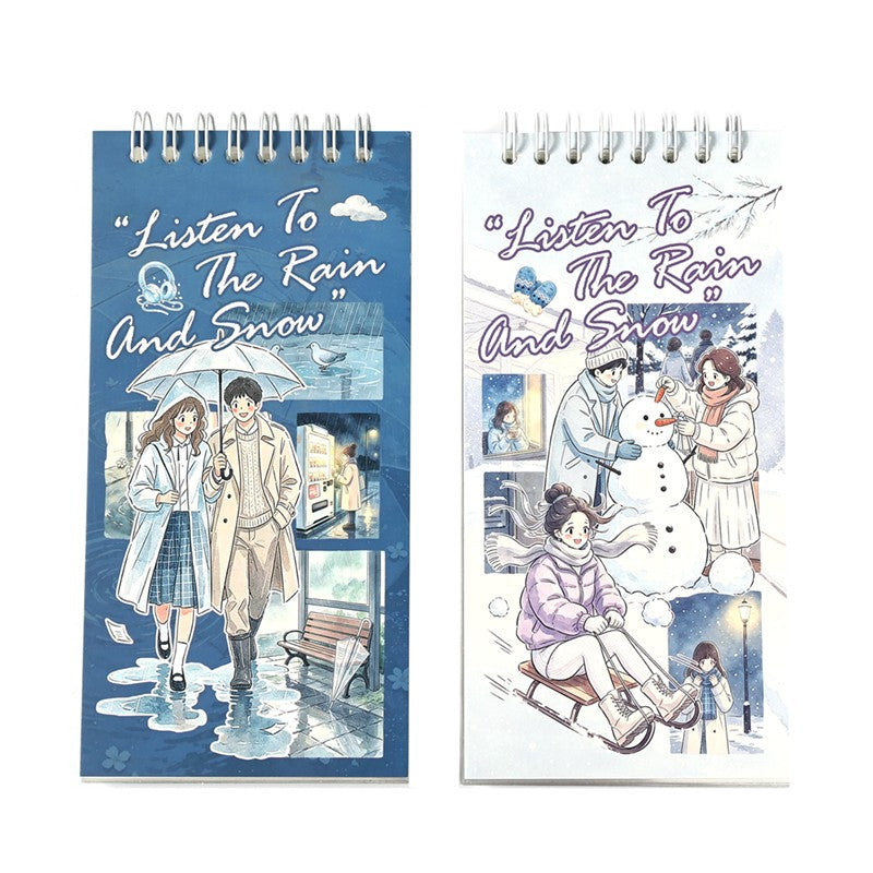 Listen To The Rain And Snow Series Sticker Book featuring book, rain, and snow designs for journaling, scrapbooking and collage