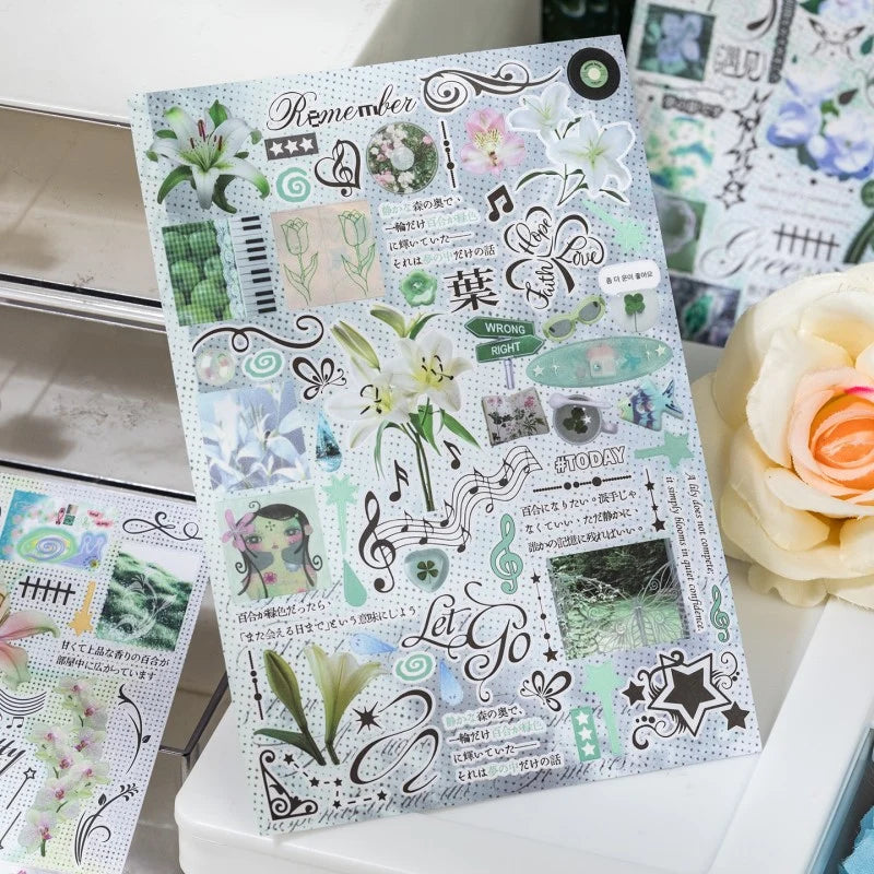 Flowers Hidden in the Mist Sticker Book