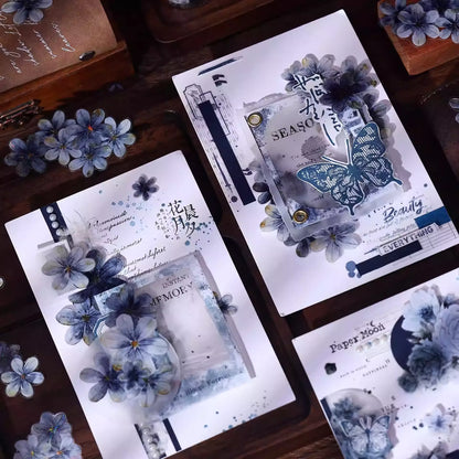 Deep Sea Blue Vintage Floral PET & Washi Tape