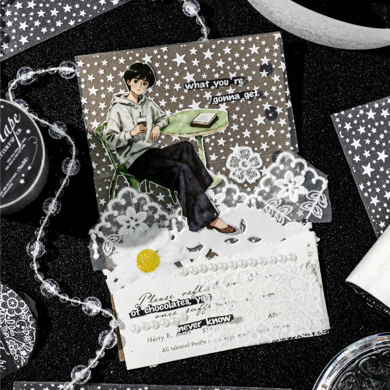 White Mist Floral Note PET Tape