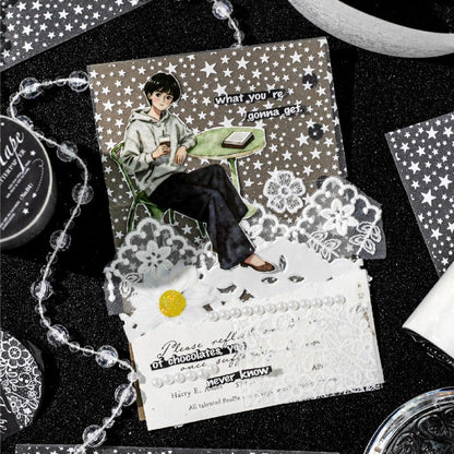 White Mist Floral Note PET Tape