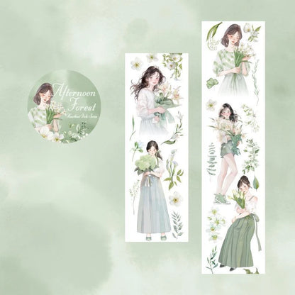 Light Vintage Figure & Flower Washi Tape