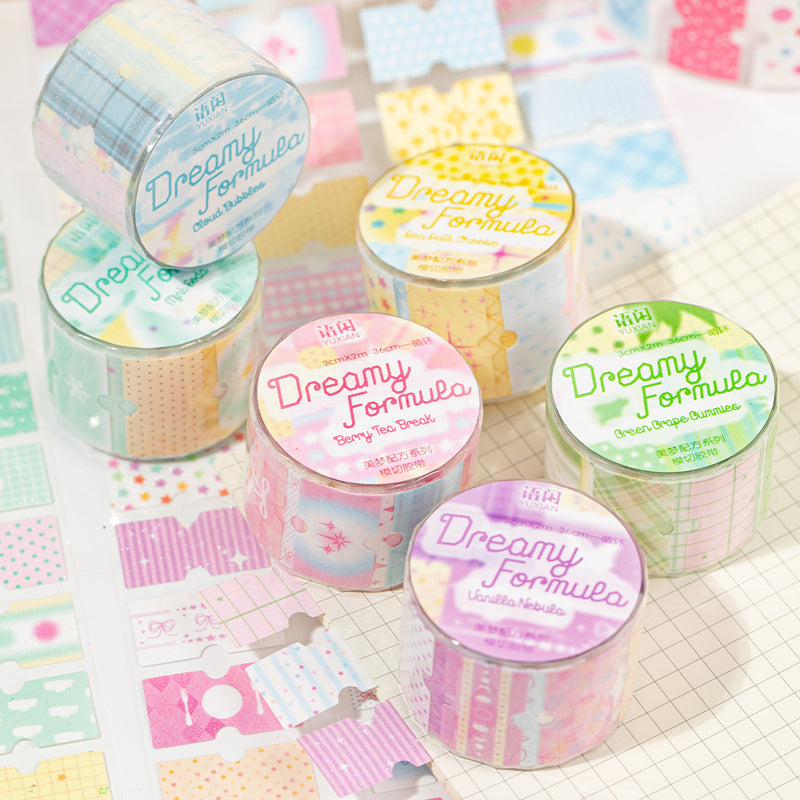 Dream Recipe Series Die Cutting Flash Self-adhesive Tape featuring dream designs for journaling, scrapbooking and collage