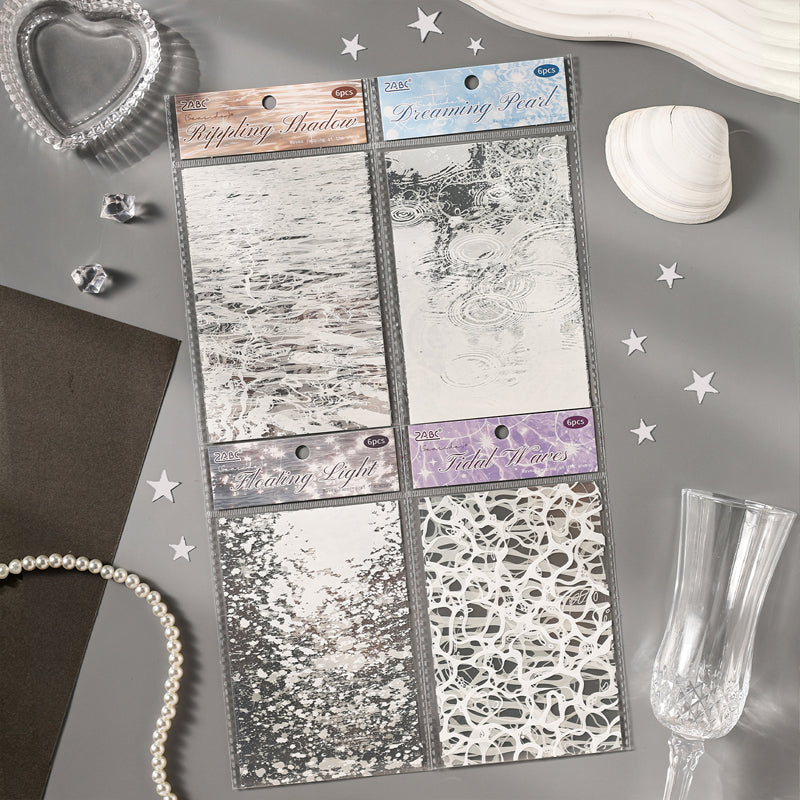Water Moon Flower Mirror Series Sticker featuring flower, moon, and mirror designs for journaling, scrapbooking and collage