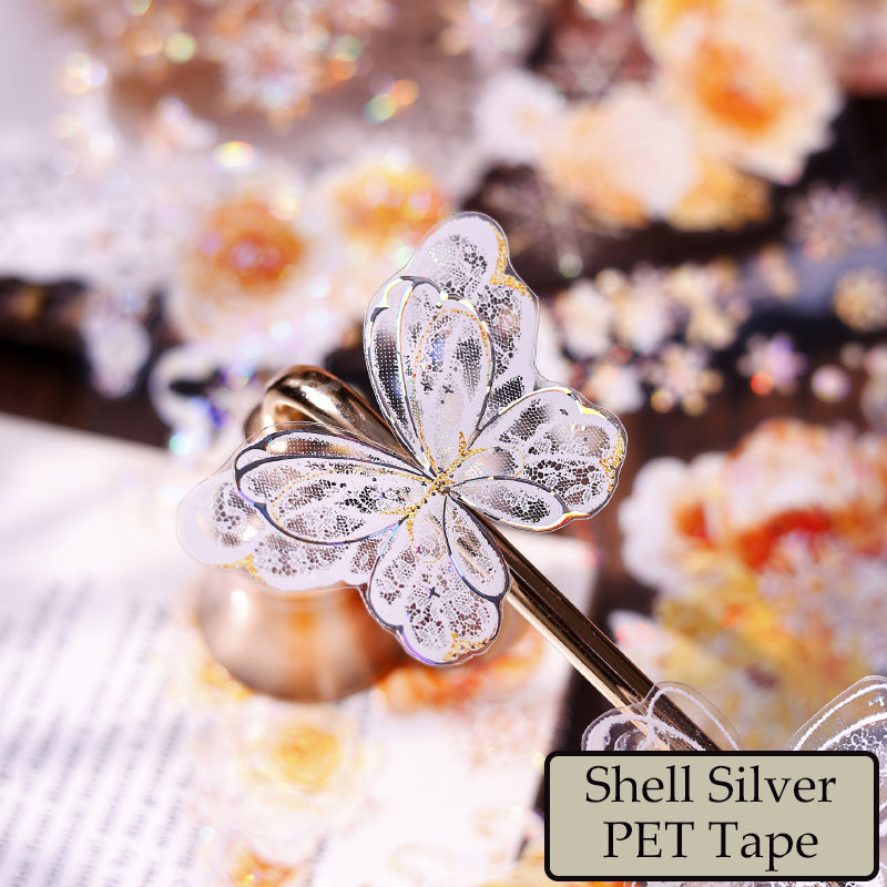 Whole Roll 4.5cm*6m Butterfly wings Die Cutting Flash PET/Shell Light/Gold/Silver Tape
