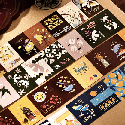Starlit Letters Series Die Cutting Gold Stamping Coated Paper Tape featuring old, gold, and letter designs for journaling, scrapbooking and collage