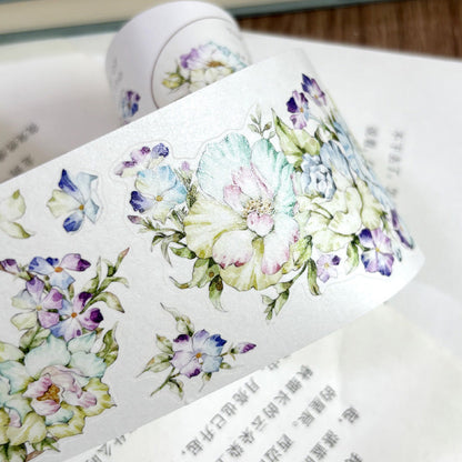 Clear blue flower Die-Cutting Washi Tape - Whole Roll 5.5cm×5m