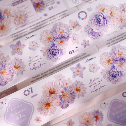 Whole Roll 5.5cm*5m Softly Blooming Flower Die Cutting Washi/PET/Shell Light Washi/PET Tape
