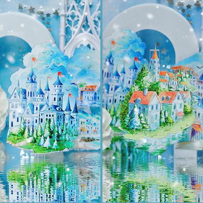 7.5cm*125cm Town Sky Shell Light PET Tape featuring sky, and light designs for journaling, scrapbooking and collage