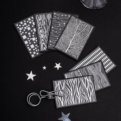 Boundless Galaxy Series Silver Stamping PET Tape featuring silver designs for journaling, scrapbooking and collage