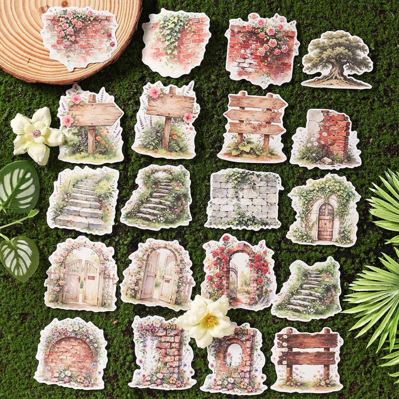 Flower Wall Prologue Series Sticker featuring flower designs for journaling, scrapbooking and collage