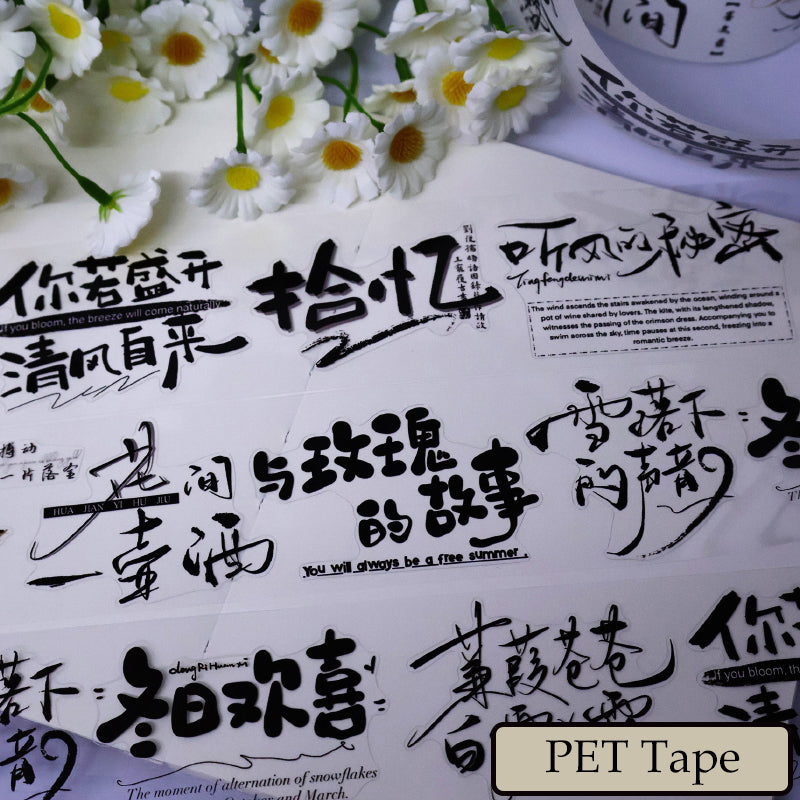 5cm*100cm Chinese text record Die Cutting Washi/PET Tape
