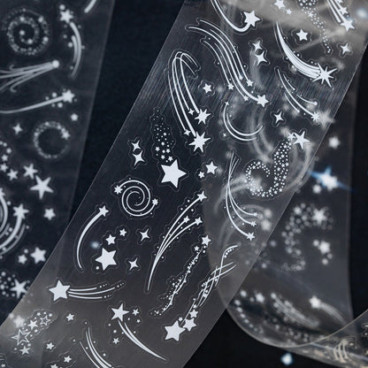 Silver Frost Black Ink Series Die Cutting PET Tape featuring black, and silver designs for journaling, scrapbooking and collage