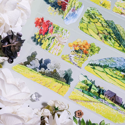 Whole Roll 6cm*5m Sunflower Field PET Tape featuring flower, and sun designs for journaling, scrapbooking and collage