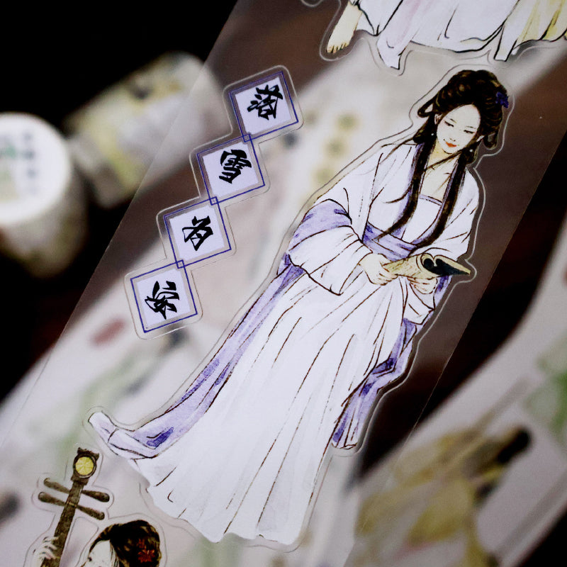 6.1cm*100cm Ancient Graceful Lady Die Cutting Washi/PET Tape for journaling, scrapbooking and collage