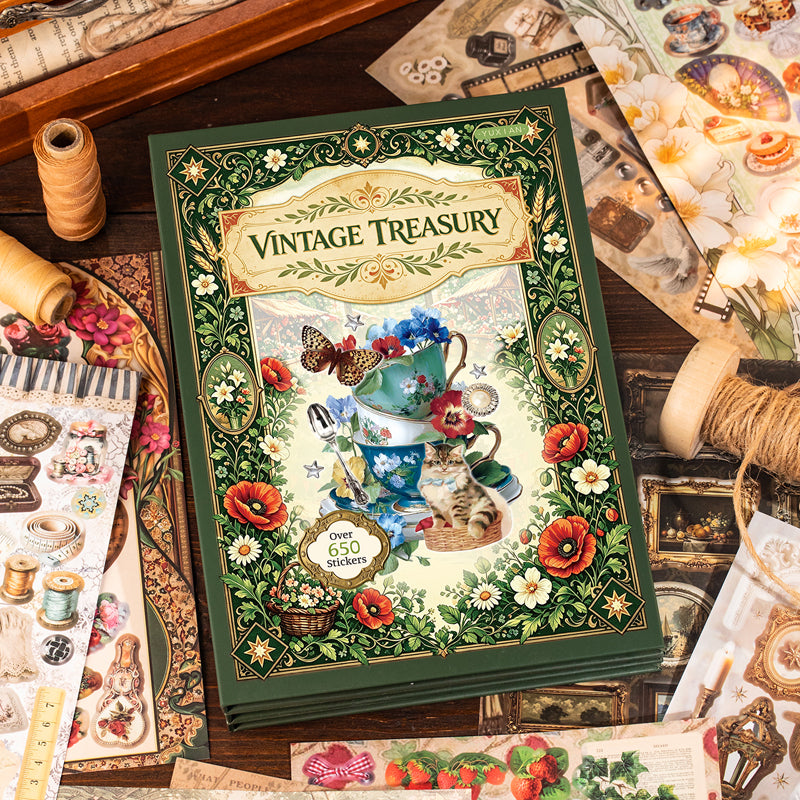 Old Things Collection Series Sticker Book featuring old, and book designs for journaling, scrapbooking and collage