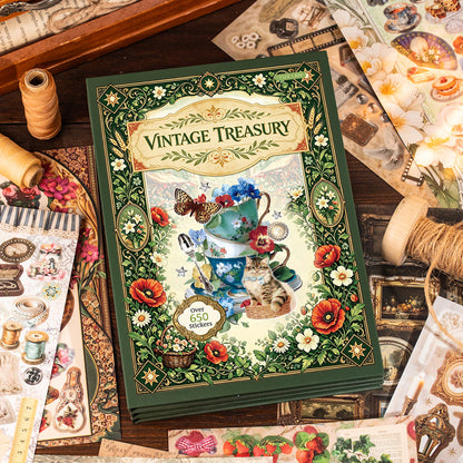Old Things Collection Series Sticker Book featuring old, and book designs for journaling, scrapbooking and collage