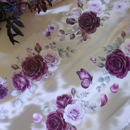 5.5cm*100cm Purple Flower Scattering Petal Die Cutting PET Tape