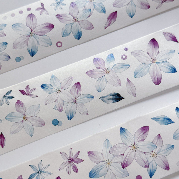 Whole Roll 5cm*5m Rainbow Orchid Washi/PET Tape featuring rain, and rainbow designs for journaling, scrapbooking and collage