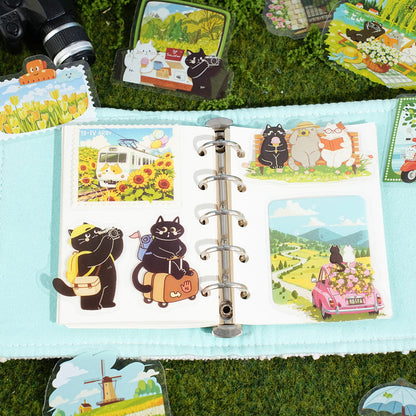 Cats Walking Series Sticker featuring cat designs for journaling, scrapbooking and collage
