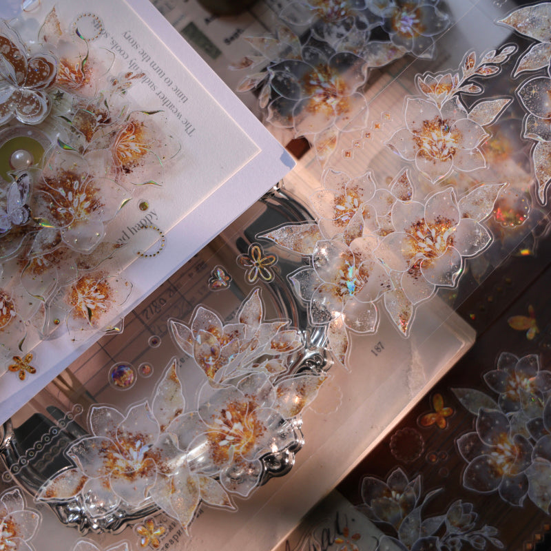 6cm*100cm Fragrant Orchids Die Cutting Shell Silver/Gold/Light PET Tape