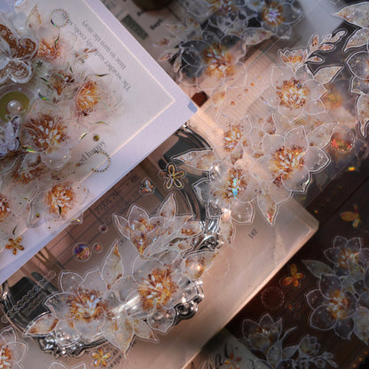 6cm*100cm Fragrant Orchids Die Cutting Shell Silver/Gold/Light PET Tape