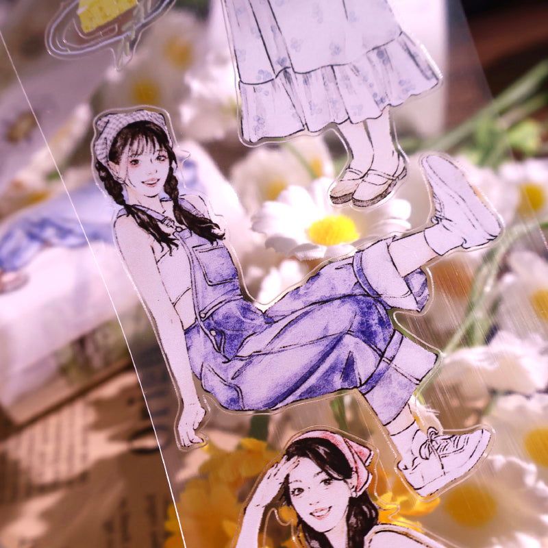 6cm*100cm Powerful Girl Die Cutting Washi/PET Tape featuring girl designs for journaling, scrapbooking and collage