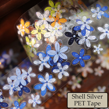 Whole Roll 5.5cm*5m Field Of Flower Die Cutting Shell Gold/Shell Silver/Shell Light PET Tape