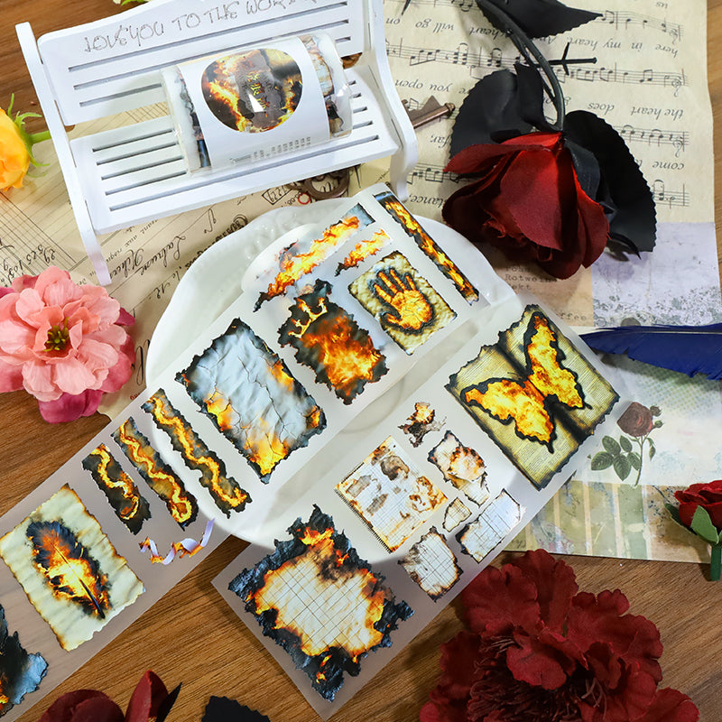 Burn marks Fog PET Tape for journaling, scrapbooking and collage