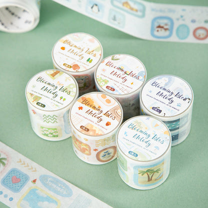 Flower Island Melodies Series Die Cutting Washi Tape featuring flower, and island designs for journaling, scrapbooking and collage