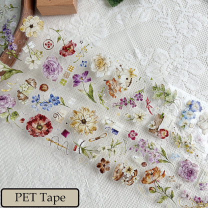 Whole Roll 6cm*5m Embroidered Flower Letter Die Cutting Washi/PET Tape