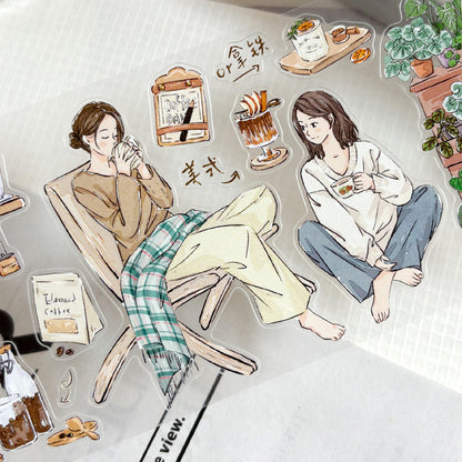 Whole Roll 7.5cm*5m Coffee Lover Die Cutting Washi/PET/Fog PET Tape for journaling, scrapbooking and collage
