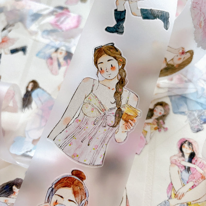 Whole Roll 6cm*10m Little Pink Die Cutting Washi/PET/Fog PET Tape