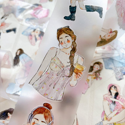 Whole Roll 6cm*10m Little Pink Die Cutting Washi/PET/Fog PET Tape