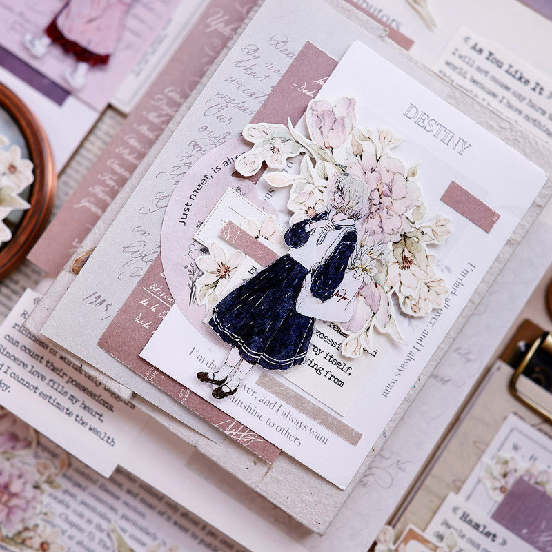 5.5cm*150cm Purple Smoke Flower Die Cutting Washi/PET/Shell Light PET Tape featuring flower, and light designs for journaling, scrapbooking and collage