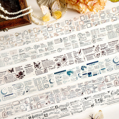 Ink Stains Letter Series PET Tape featuring letter designs for journaling, scrapbooking and collage
