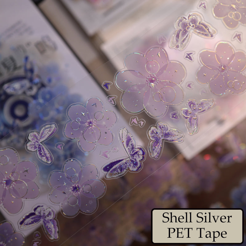 Whole Roll 6cm*5m Silver Lotus Butterfly Die Cutting Shell Silver/Gold/Light PET Tape