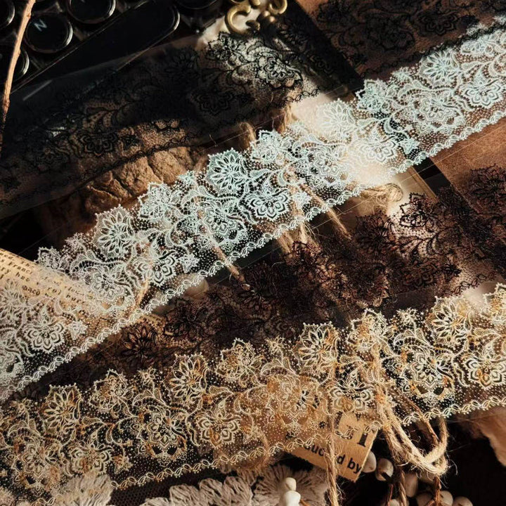Whole Roll 4cm*5m Lace Edge PET Tape featuring lace designs for journaling, scrapbooking and collage